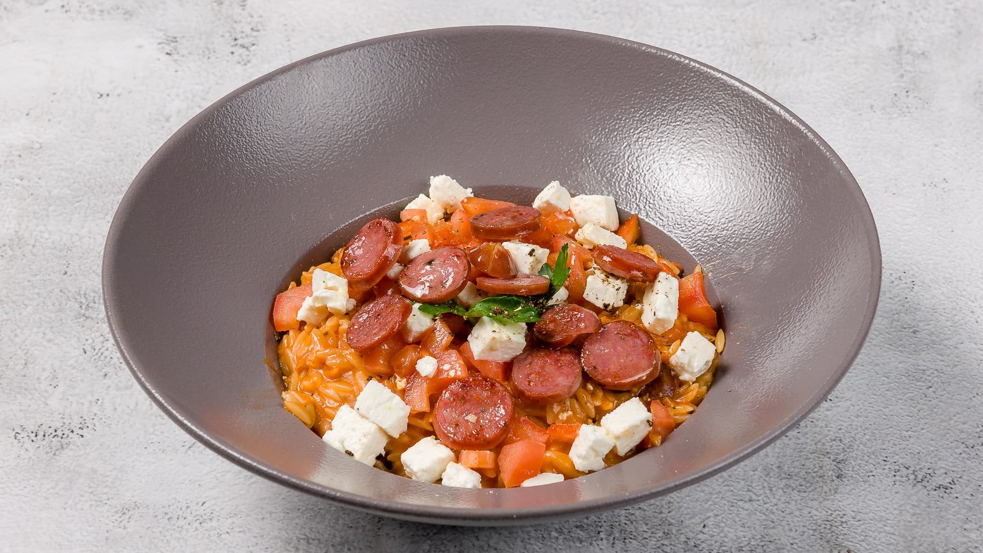 Risotto with sausage and feta